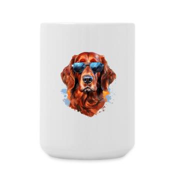Irish Setter mit Sonnebrille - Große Tasse 440 ml - Weiß - Vorne