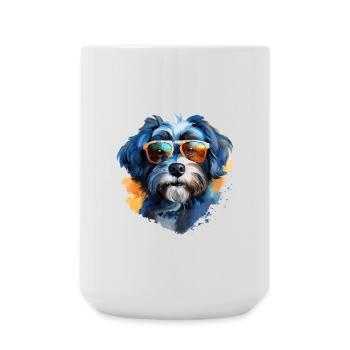 Bolonka Zwetna mit Sonnenbrille - Große Tasse 440 ml - Weiß - Vorne