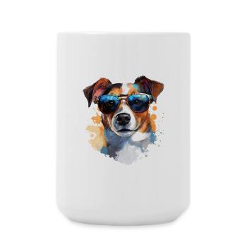 Jack Russel mit Sonnenbrille - Große Tasse 440 ml - Weiß - Vorne