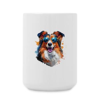 Sheltie with sunglasses - Large Mug 440 ml - white - Front