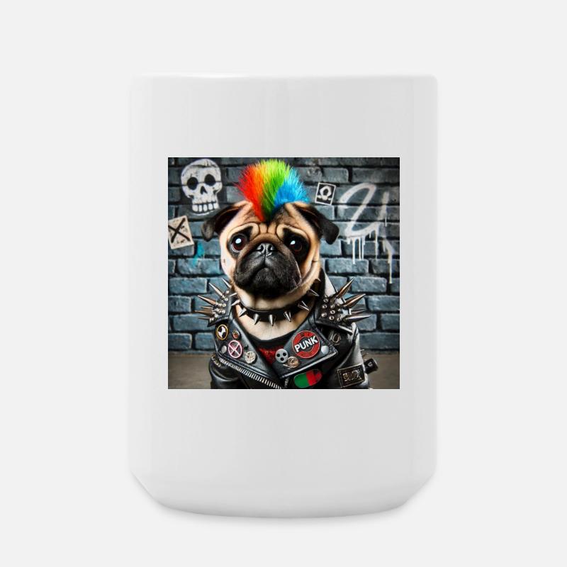 Punk Pug with Rainbow Mane - Large Mug 440 ml - white