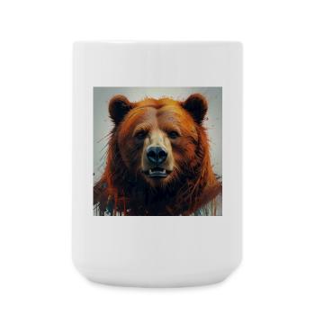 Orangener Bärenporträt Sprenkelkunst - Große Tasse 440 ml - Weiß - Vorne