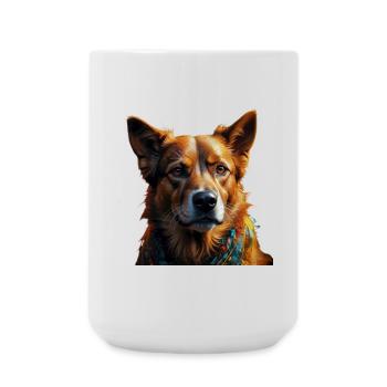 Buntes Hundeporträt Schal - Große Tasse 440 ml - Weiß - Vorne