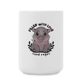 Hippo Filled with Love and Rage - Large Mug 440 ml - white - Front