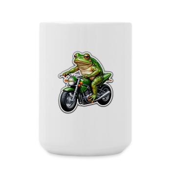 Frog on motorcycle - Large Mug 440 ml - white - Front