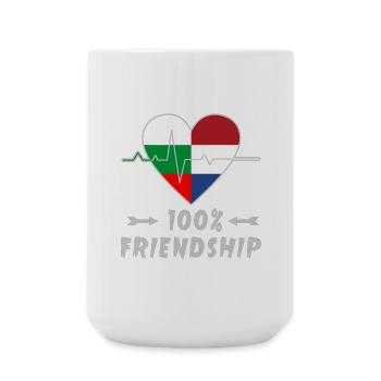 Bulgarien und Niederlande 100% Freundschaft - Große Tasse 440 ml - Weiß - Vorne