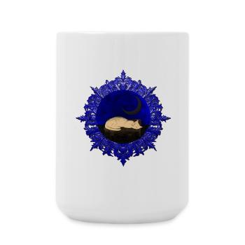 Katzen Motiv, Bücher Design, rahmen, Schnörkel - Große Tasse 440 ml - Weiß - Vorne