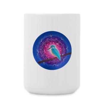 Mystical Kingfisher with Mandala - Large Mug 440 ml - white - Front