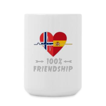 Norwegen und Spanien 100% Freundschaft - Große Tasse 440 ml - Weiß - Vorne