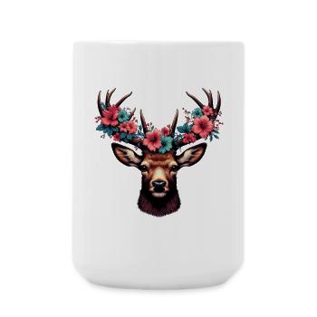 Deer with Flowers - Large Mug 440 ml - white - Front