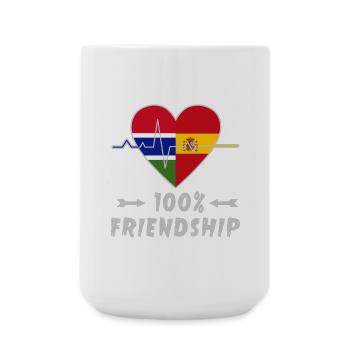 Gambia und Spanien 100% Freundschaft - Große Tasse 440 ml - Weiß - Vorne
