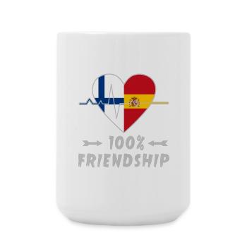 Finnland und Spanien 100% Freundschaft - Große Tasse 440 ml - Weiß - Vorne