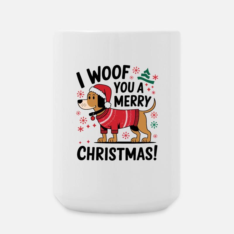 Festlicher Hund im Weihnachtspullover - Große Tasse 440 ml - Weiß