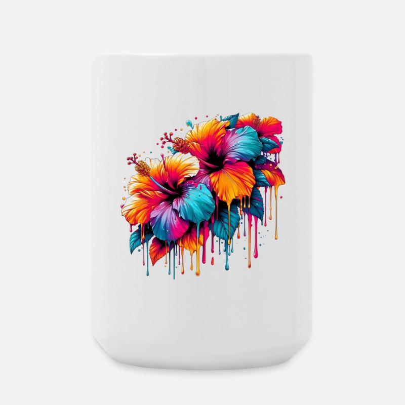 Hibiskusblüten - Große Tasse 440 ml - Weiß