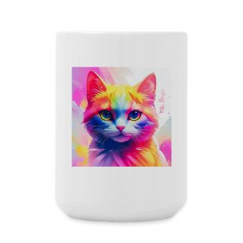Vibrant Rainbow Cat Artwork - Large Mug 440 ml - white - Front