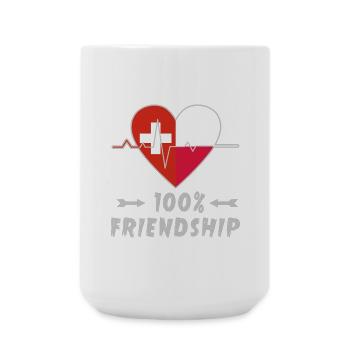 Schweiz und Polen 100% Freundschaft - Große Tasse 440 ml - Weiß - Vorne