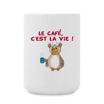 Hibou et café - Grande tasse 440 ml - blanc - Devant