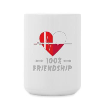 Dänemark und Polen 100% Freundschaft - Große Tasse 440 ml - Weiß - Vorne