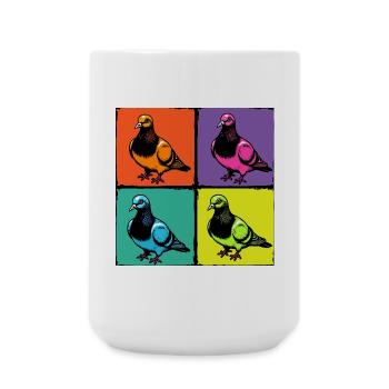 Pigeons colorés - Grande tasse 440 ml - blanc - Devant