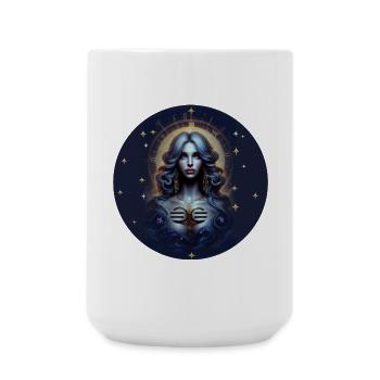 Cercle d’étoiles de la déesse du clair de lune - Signe du zodiaque Balance - Grande tasse 440 ml - blanc - Devant