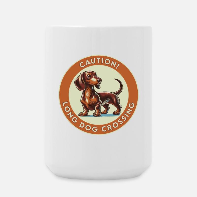 Caution! Long Dog Crossing - Large Mug 440 ml - white