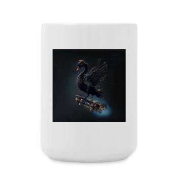 Flügel der Freiheit: der schwarze Schwan auf dem Skateboard. - Große Tasse 440 ml - Weiß - Vorne