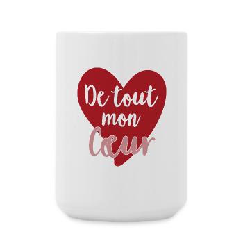 Coeur rouge avec lettrage romantique - Grande tasse 440 ml - blanc - Devant