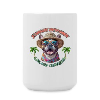 Schnauze entspannen – Urlaub mit Bulldogge - Große Tasse 440 ml - Weiß - Vorne