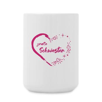 große Schwester rosa pink Herz - Große Tasse 440 ml - Weiß - Vorne