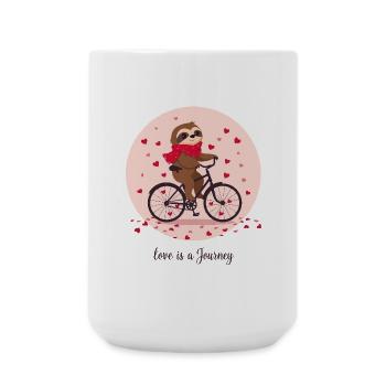 « L’amour est un voyage » paresseux sur cœur vélo coeurs - Grande tasse 440 ml - blanc - Devant
