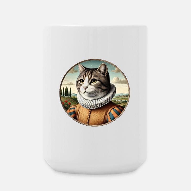 Grau getigerter Kater in einem Renaissancekostüm - Große Tasse 440 ml - Weiß