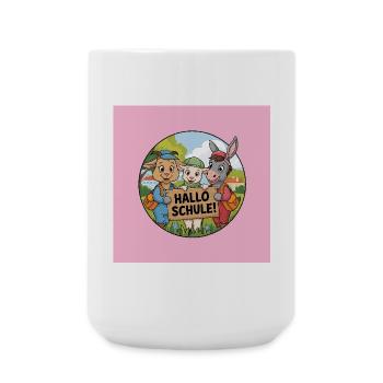 Einschulung Button lustige Tiere ABC Schütze - Große Tasse 440 ml - Weiß - Vorne