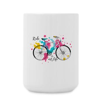 Ride the Art of Life Vibrant Watercolor Bicycle - Large Mug 440 ml - white - Front