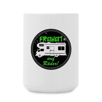 RV,Camping,Fun Shirt,Freedom on Wheels(25) - Large Mug 440 ml - white - Front