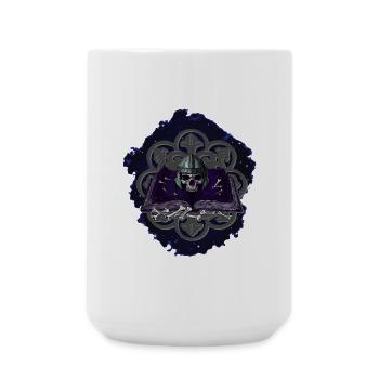 buchband aufgeschlagen, Menschenschädel, Ornamente - Große Tasse 440 ml - Weiß - Vorne