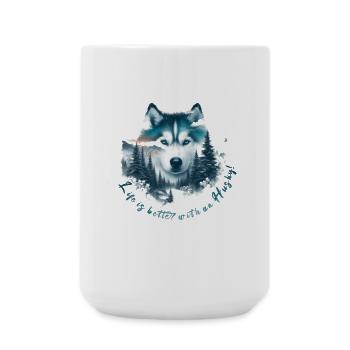 Schlittenhund - Große Tasse 440 ml - Weiß - Vorne