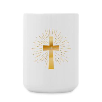 Église - Croix chrétienne - Foi chrétienne - Grande tasse 440 ml - blanc - Devant