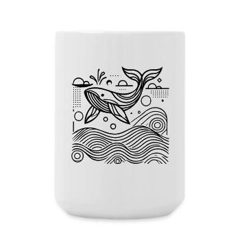 Ocean Spirit – Geometrischer Wal - Große Tasse 440 ml - Weiß - Vorne