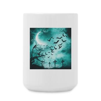 Kolkrabe, Fledermäuse, Bäume, Friedhöfe - Große Tasse 440 ml - Weiß - Vorne