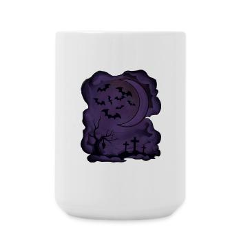 Fledermäuse, Mondsichel, Gräber, Bäume - Große Tasse 440 ml - Weiß - Vorne