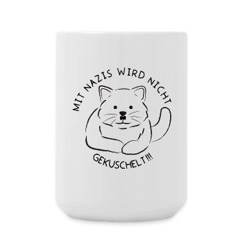 Minimalistische Katzen-Linienzeichnung Nazis raus - Große Tasse 440 ml - Weiß - Vorne