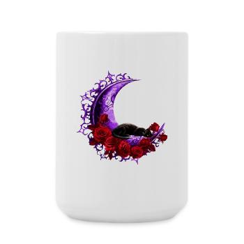 mondsichel, Katzen motiv, Rosenblüten - Große Tasse 440 ml - Weiß - Vorne