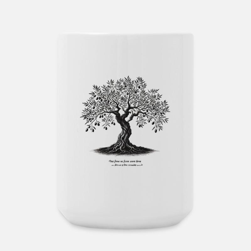 Handgezeichneter Olivenbaum Symbol - Große Tasse 440 ml - Weiß