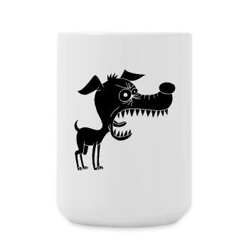 Kleiner schwarzer Hund und großes Maul - Große Tasse 440 ml - Weiß - Vorne