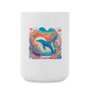 Unterwasser-Regenbogendelfin - Große Tasse 440 ml - Weiß - Vorne