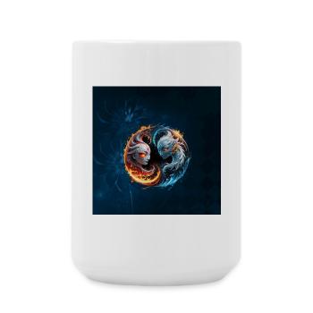 Elemental harmony, yin and yang of nature. - Large Mug 440 ml - white - Front