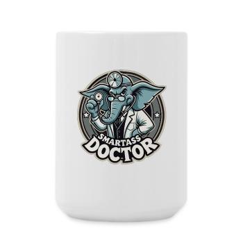 Smartass Doctor Elephant Drôle de cadeau - Grande tasse 440 ml - blanc - Devant