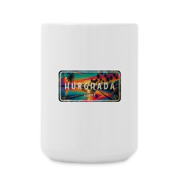 Hurghada Ägypten Vintage Palmen Design - Große Tasse 440 ml - Weiß - Vorne