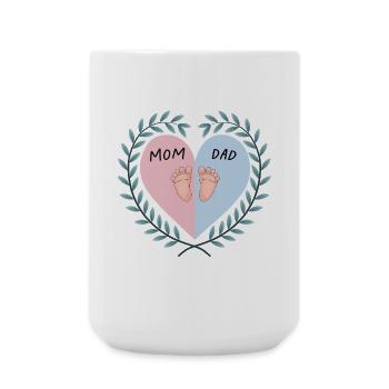 MOM & DAD Heart with Cute Baby Feet - Large Mug 440 ml - white - Front