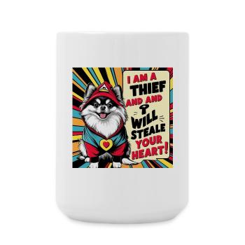 Pomeranian Dog "I am a thief" - Large Mug 440 ml - white - Front